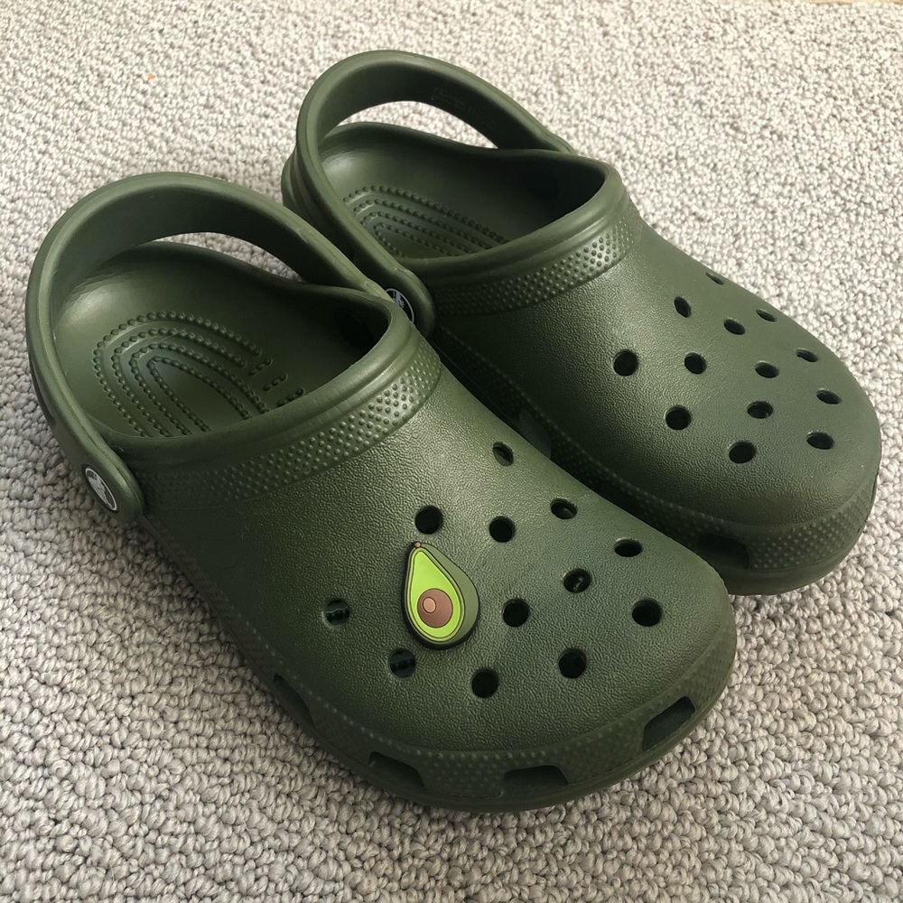 Army green crocs